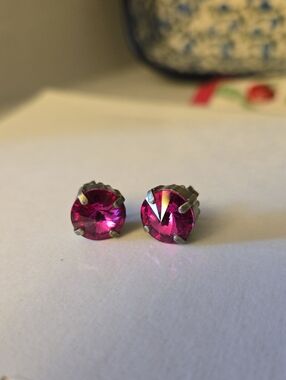 Sabika Fun Size Pink Gem Stone Stud Earrings